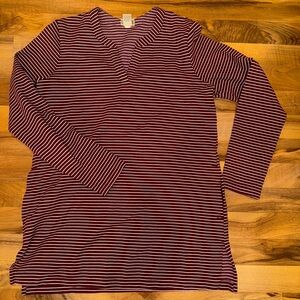 Duluth trading co.‎ Linger tunic style sweatshirt v neck stripes size MED